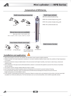 AIRTAC NPB CATALOG NPB SERIES: MINI CYLINDERS